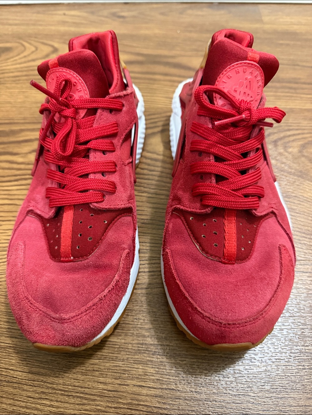 Nike Red Huarache Suede Sneakers